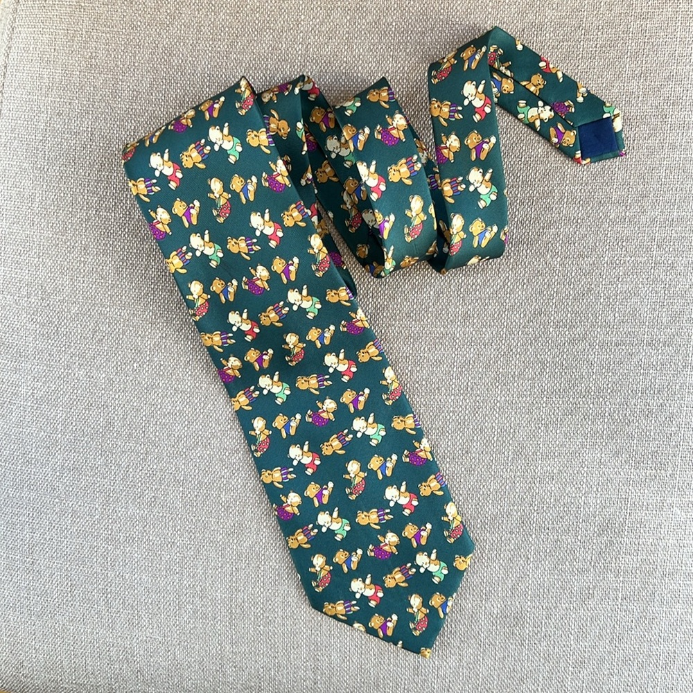 Tie by Squirrel & Squire, 100% Silk Teddy Bear Pattern
